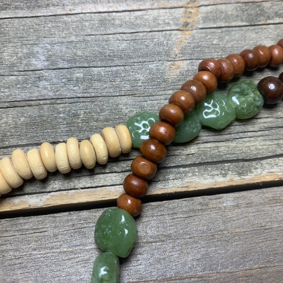 Vintage Long Necklace with Wood, Seed, Plastic Beads 24" Long - Picture 3 of 9